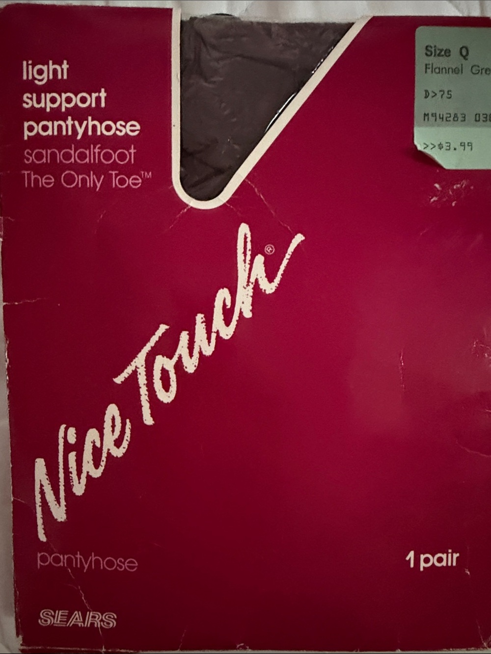 Sears Nice Touch Light Support Pantyhose — Burgundy Packaging
